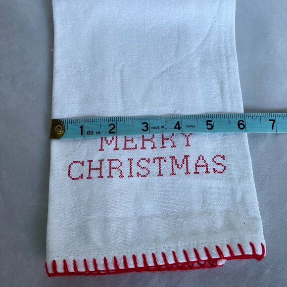 Crochet Top Hanging Merry Christmas Flour Sack Kitchen Towel - Picture 7 of 8